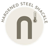 Hardened steel shackle